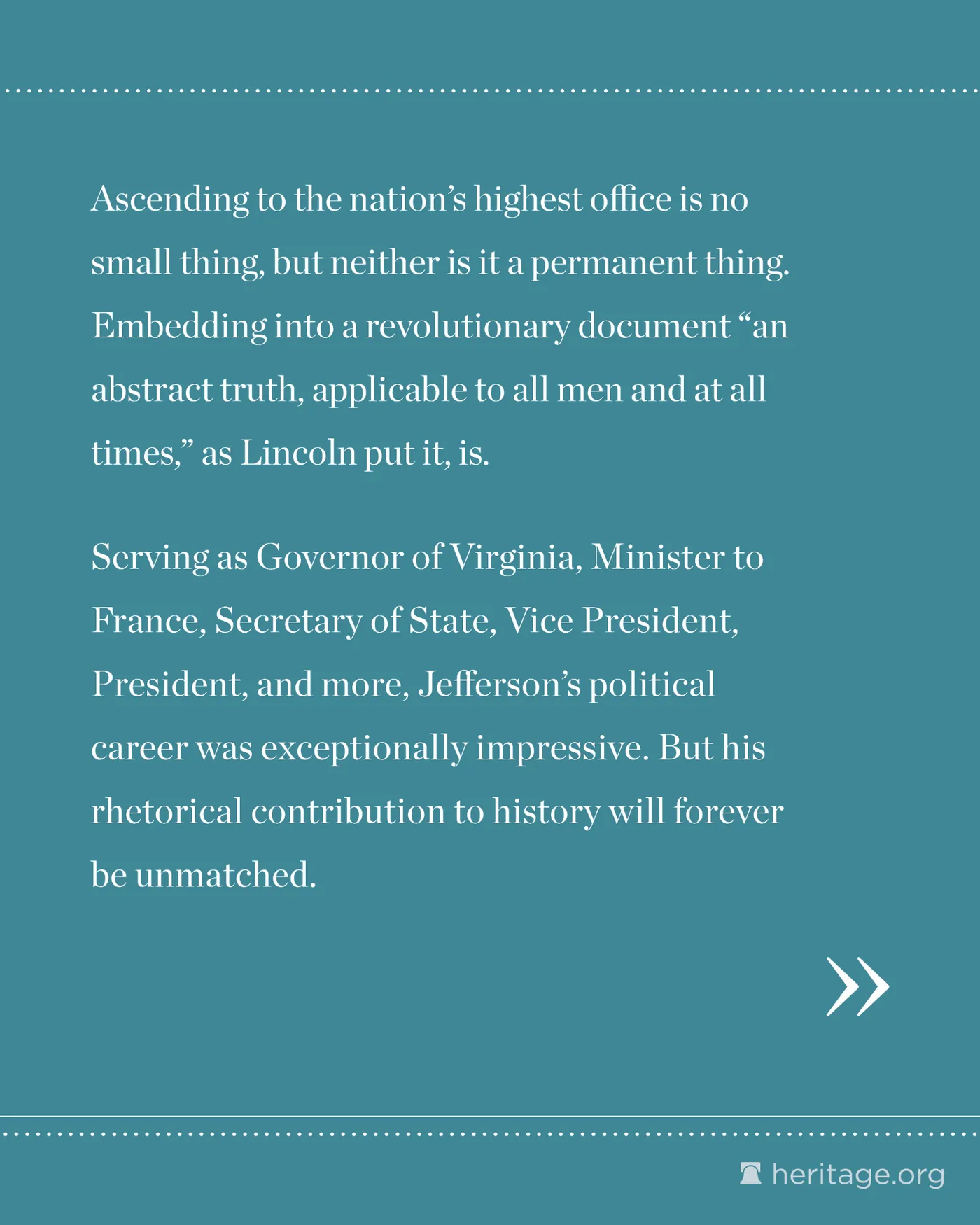 Text describing some of Thomas Jefferson's roles and noting his rhetorical contributions being the most important.