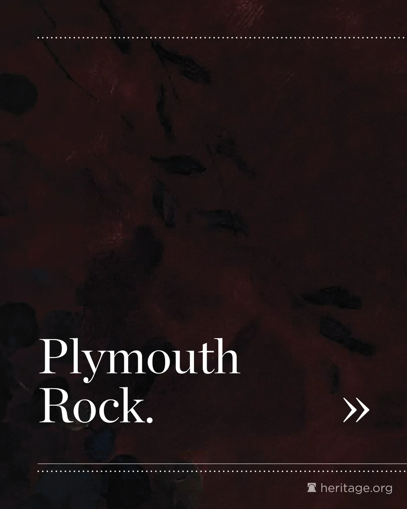 Dark background with white text saying Plymouth Rock