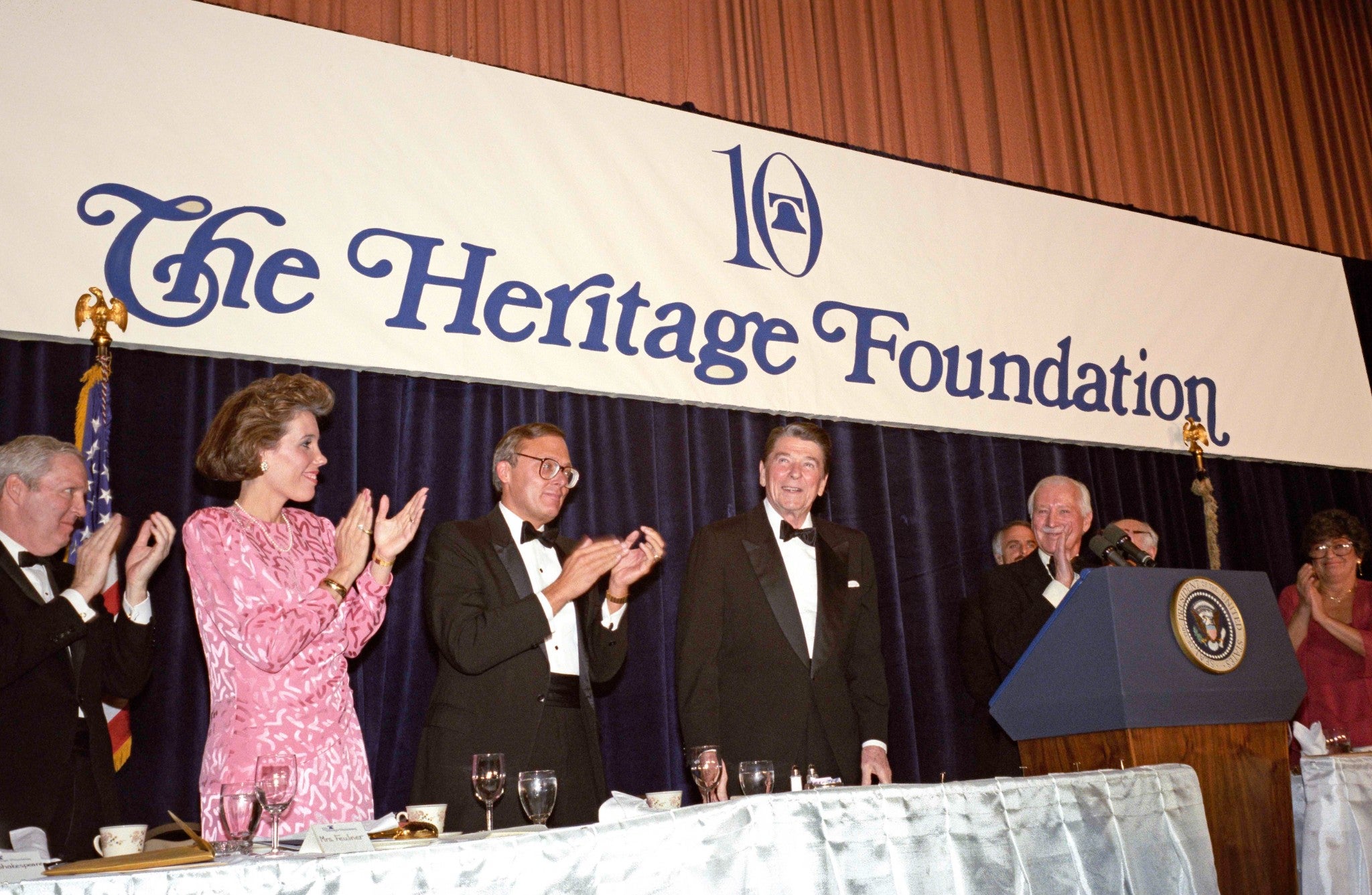 President Reagan speaks at Heritage’s 10th anniversary celebration.