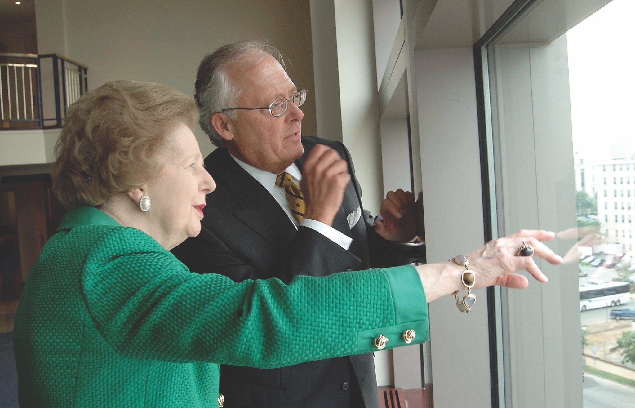 PM Margaret Thatcher touring Heritage with Ed Feulner.