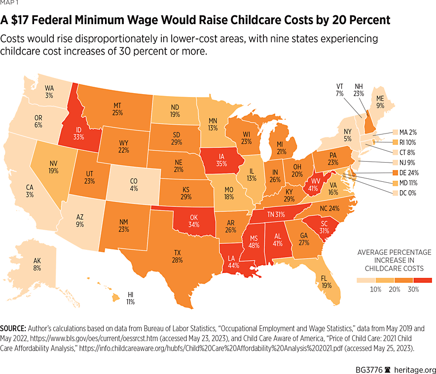 How a $17 Federal Minimum Wage Would Drive Up the Cost of Childcare ...