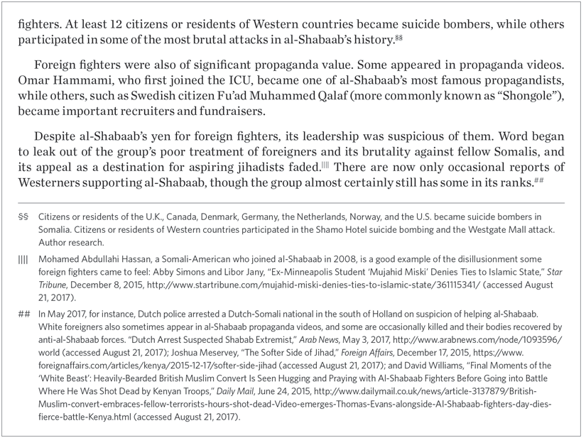 Foreign Fighters in Somalia—Some from Western Countries