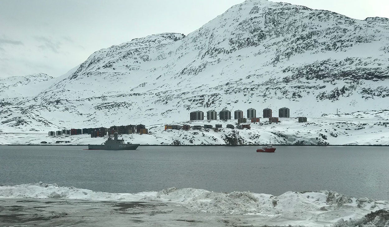 A Danish warship patrols Greenland’s waters. (Photo: Luke Coffey)