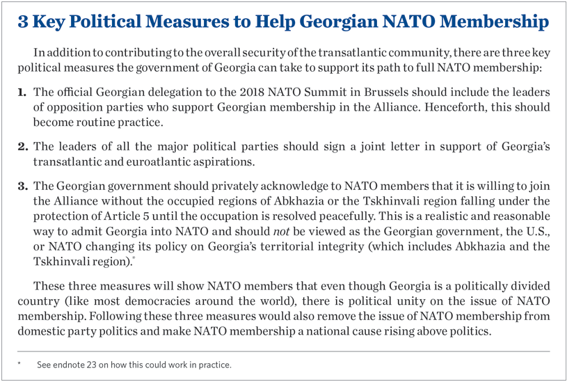 3 Key Political Measures to Help Georgian NATO Membership