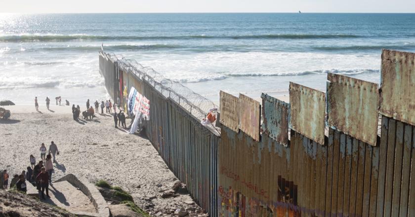 A wall marks the U.S.-Mexican border at Tijuana and Baja, March 13. 