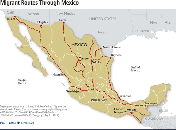 Migrant Routes Through Mexico