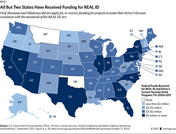 All But Two States Have Received Funding for REAL ID